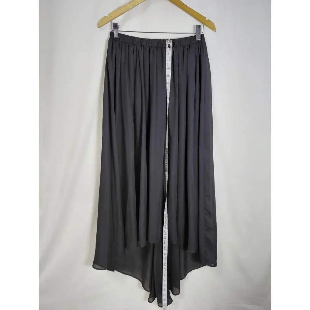 Ashro Black Hi-Low Chiffon Lined Casual Skirt Women Size S